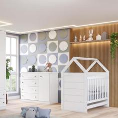 Imagem de Quarto de Bebê Berço Mini Cama e Cômoda 4 Gavetas 1 Porta Americano Henn