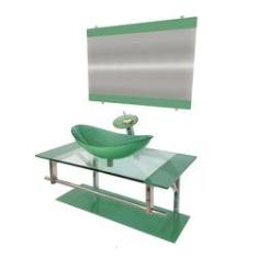 Imagem de Gabinete De Vidro 90cm Iq Inox Com Cuba Oval - Verde