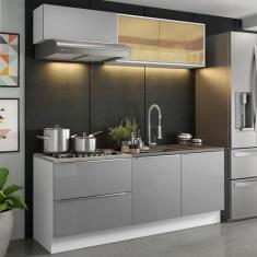 Imagem de Armário De Cozinha Compacta 200cm Branco/Cinza Lux Madesa 01