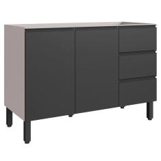 Imagem de Balcão de Cozinha para Pia 120 Cm 2 Portas 3 Gavetas Fumê/Grafite - Quiditá Móveis