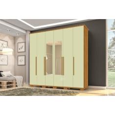 Imagem de Roupeiro Casal 6 Portas 7 Gavetas Chicago C/Espelho-Carmolar -Naturale/Off White
