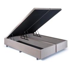 Imagem de Cama Box Baú Queen 158x198x42cm Suede Bege com Pistão a Gás - Cama InH