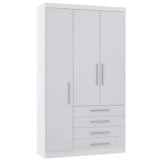 Imagem de Guarda Roupa Modulado 132cm 3 Portas E 4 Gavetas Alpes Luciane Móveis Branco Pf Com Branco Pf