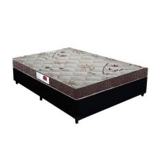 Imagem de Cama Box Casal Colchão Espuma D45 Bordado + Box Sintético Preto Rc Son