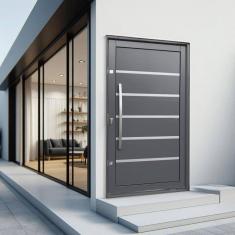 Imagem de Porta Pivotante Lambril Premium com Puxador Lado Esquerdo Elite 216x100 Cinza