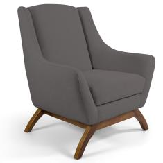 Imagem de Poltrona Decorativa Sala de Estar Base de Madeira Naomi Algodão Poliéster - Gran Belo