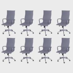 Imagem de Kit 8 Cadeiras para Escritório Presidente Esteirinha com Relax Corino 3301 Or Design