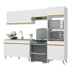 Imagem de Armário de Cozinha Compacta 252cm Veneza Multimóveis V3749 Branco/dourado