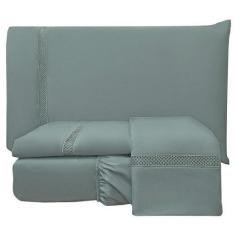 Imagem de Jogo De Cama Lençol King Apolo Micropercal 300 Fios - Chumbo - Casa Sh