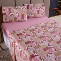 Imagem de Jogo De Cama Refúgio King Percal 100% Algodão Luxo 4 Peças Floral Rosê