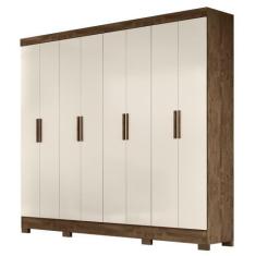 Imagem de Guarda Roupa Casal 8 Portas 4 Gavetas 236cm Ágata M07 Castanho Wood/Of