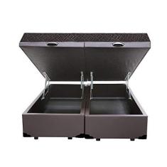 Imagem de Cama Box Baú Queen Colchão Classic Mola Ensacada + Box Bipartido Sintético Marrom Serra Negra 67x158x198