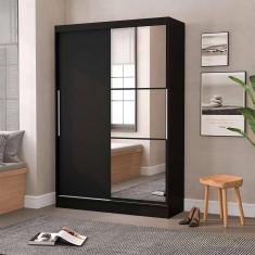 Imagem de guarda-roupa solteiro com espelho lynx 2 pt preto