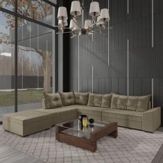 Imagem de Sofá de Canto 9 Lugares com Puff Itapema Bege