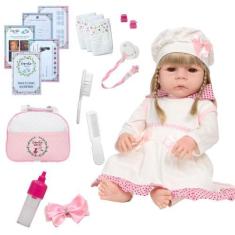 Imagem de Boneca Reborn Menina Loira + Kit Completo Envio Imediato - Cegonha Reb