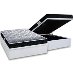 Imagem de Cama Box Baú Casal: Colchão Espuma Probel D33/EP Firmepedic ProDormir Advanced Tech1500 Double Face + Base CRC Courano White(138x188)
