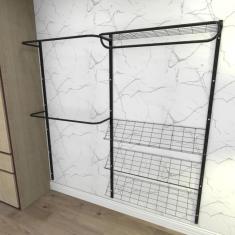 Imagem de Kit Para Closet Com 9 Peças Regulável 200x200 Cm Cor Preto