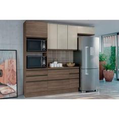 Imagem de Cozinha Completa Maxxi 5 Peças (2 Armários + 1 Balcão + 1 Paneleiro + 1 Complemento) C7P30 Nogal - Kappesberg