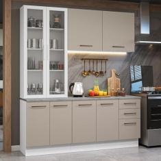Imagem de Armário de Cozinha Completa 190cm com Cristaleira Branco/crema Agata Madesa 01