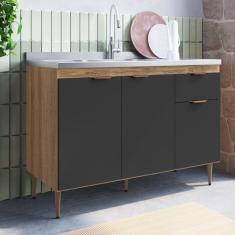 Imagem de Balcão de Cozinha 120cm 3 Portas 1 Gaveta Veneza - Delmarco Móveis