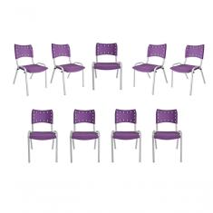 Imagem de Kit 9 Cadeiras Iso Para Escola Escritório Comércio Roxa Base Branca