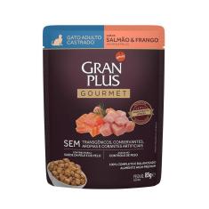 Imagem de Ração Úmida Gran Sachê Salmão Frango Gatos Castrados 85 G