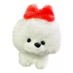 Imagem de Cachorro De Pelúcia Poodle Branco Com Laço Chaveiro - 9cm