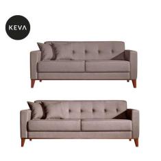 Imagem de Conjunto De Sofá 2 E 3 Lugares Kivik Poliéster Botonê Caqui - Keva