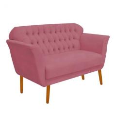 Imagem de Namoradeira  Decorativa  Ster com Capitone Pés Palito em Madeira 2 Lug