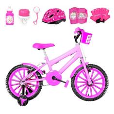 Imagem de Bicicleta Infantil Aro 16 Nylon + Kit Proteção Rosa e Pink