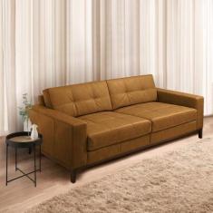 Imagem de Sofá Decorativo Bruno 3 Lugares Sala De Estar 240cm Pés Em Madeira Cou