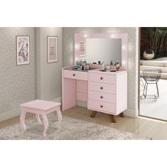 Imagem de Penteadeira Camarim com Espelho e LED Luna Rosê - Luapa