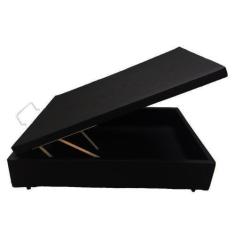 Imagem de Cama Box Baú Casal Colchão Espuma D33 Bordado + Box Sintético Preto 65