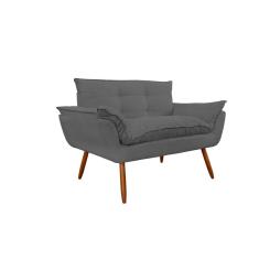 Imagem de Namoradeira Decorativa para Sala de Estar Opala Suede Cinza - Montanaris Decor