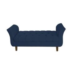 Imagem de Recamier Estofado Para Quarto Closet 195 Cm Grécia Suede Azul Marinho