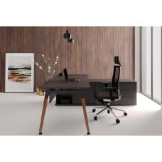 Imagem de Mesa Presidente Dominus em L 2,00 c/ Armário Direita - Preta