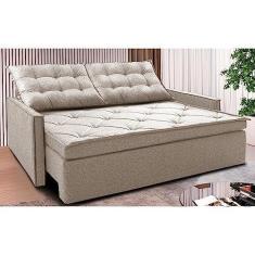 Imagem de Sofá Sem Caixa Retrátil e Reclinável 1,85m Cama Inbox Flat Linho Bege Claro