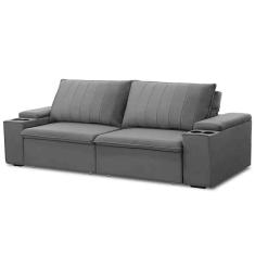 Imagem de Sofá Retrátil Reclinável 3 Lugares 225cm Baluart F05 Veludo Prata - Mpozenato