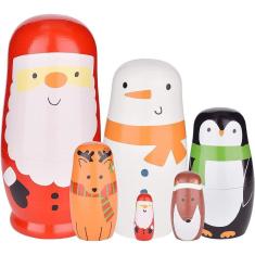 Imagem de Bonecas russas de nidificação de Natal, Matryoshka pintadas à mão