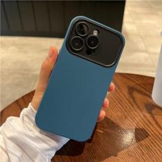 Imagem de Capa de janela grande de cor de contraste para iPhone 11 12 13 14 15 Pro Max 14 Plus Proteção de câmera Capa de silicone com sensação de pele, T6, para iPhone 15 Pro