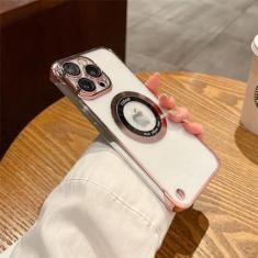 Imagem de Capa para pc de carregamento sem fio, fina, sem moldura, transparente, para iphone 14 plus 13 12 11 pro max, capa com furo magnético, rosa, para iphone 11pro max