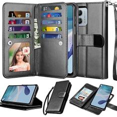 Imagem de NJJEX Capa carteira para Motorola Moto G 5G 2023, capa carteira para Moto G Power 5G 2023, [9 compartimentos para cartão] couro PU porta-cartão de crédito flip flip [destacável] capa magnética para