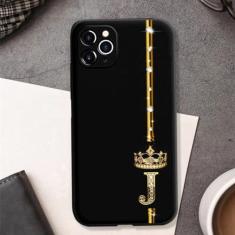 Imagem de Capa de telefone rosa ouro 26 letras para iphone 12 13 11 14 pro para iphone x xs xr xsmax coroa capa traseira, j, para iphone 12