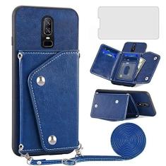 Imagem de Asuwish Capa de telefone para OnePlus 6 carteira com protetor de tela e suporte para cartão de crédito alça transversal suporte celular de couro OnePlus6 A6000 One Plus6 1 Plus 1 plus Six One+ 1+ 6
