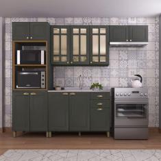 Imagem de Cozinha Completa Firenze 12 Portas 2 Gavetas com Vidro 6171.132 Cinza - Indekes