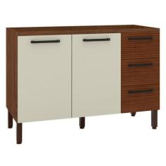 Imagem de Balcão de Cozinha 2 Portas Toronto Nogueira Off White Ripado - Mais de