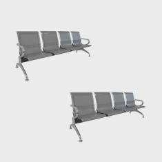 Imagem de Kit 2 Cadeiras para Escritório Longarina 4 Lugares Dubai