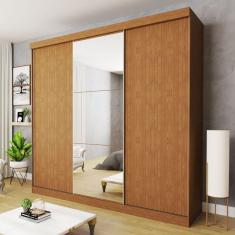 Imagem de Guarda-Roupa Casal Evidence 3 Portas de Correr 4 Gavetas Carvalho - Minastex