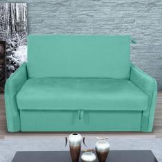 Imagem de Sofá Cama 2 Lugares Com Baú Swords Veludo Verde Menta