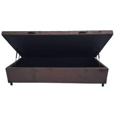 Imagem de Cama Box Baú Solteirão King Blindado Suede Marrom 203X96X44 Cm